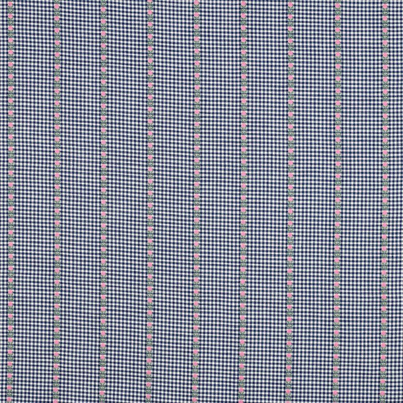 Cotton Jacquard Checks and flowers – ocean blue/white, image number 1