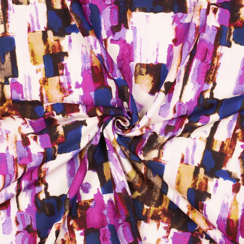 viscose fabric abstract brushstrokes digital print – grape/indigo,  image number 3