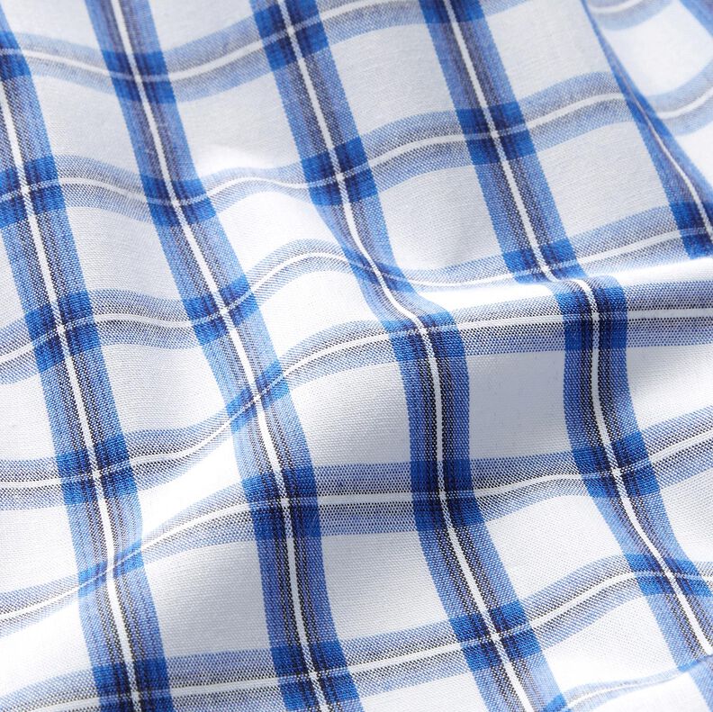 Cotton fabric shirt check – white/blue, image number 2