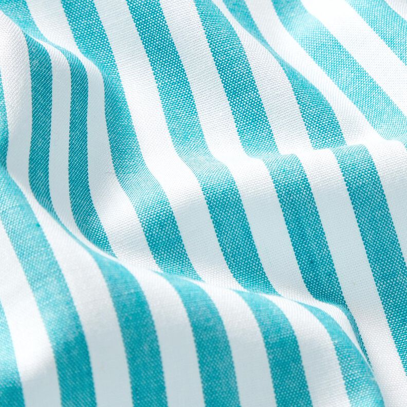 Narrow striped cotton fabric – white/turquoise,  image number 2