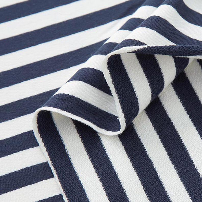 French Terry Yarn-Dyed Stripes – offwhite/navy blue,  image number 3