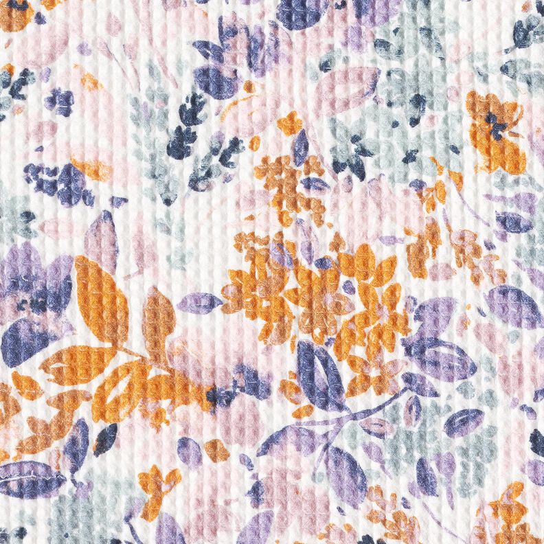 Waffle Piqué watercolour flowers | Poppy Fabrics – white/lavender, image number 5