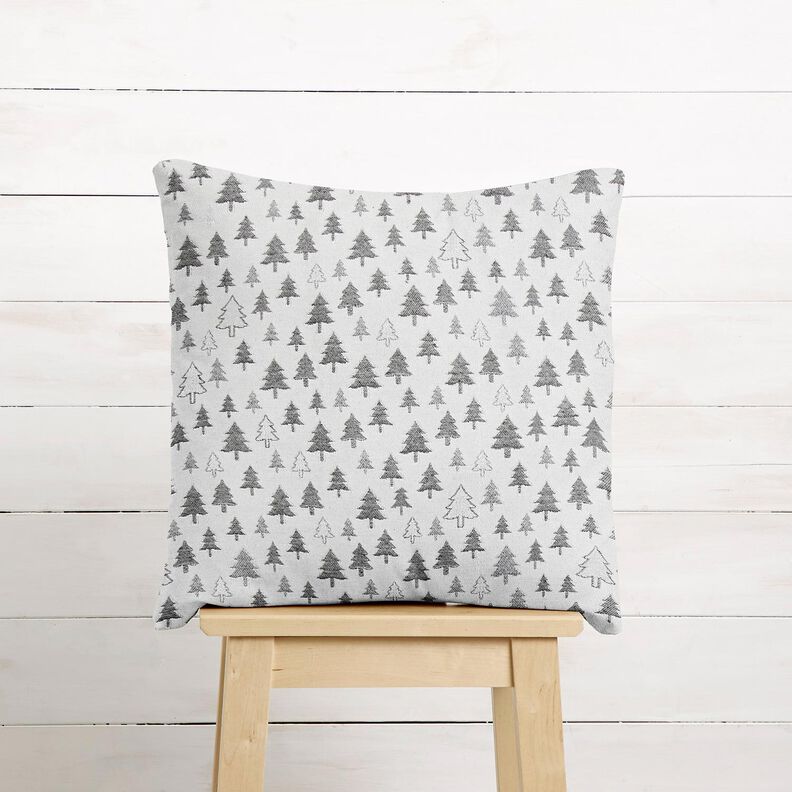 Decor Fabric Jacquard glittering fir trees – anthracite/silver,  image number 6