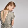 Crepe Chiffon flowers and gold drops – black/metallic gold,  thumbnail number 5