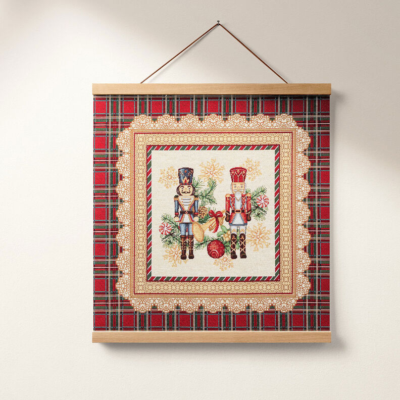 Decorative Panel Tapestry Fabric Nutcracker Duo – carmine/light beige, image number 7