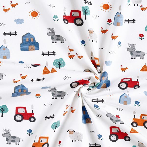 Cotton Jersey farmyard – white,  image number 3