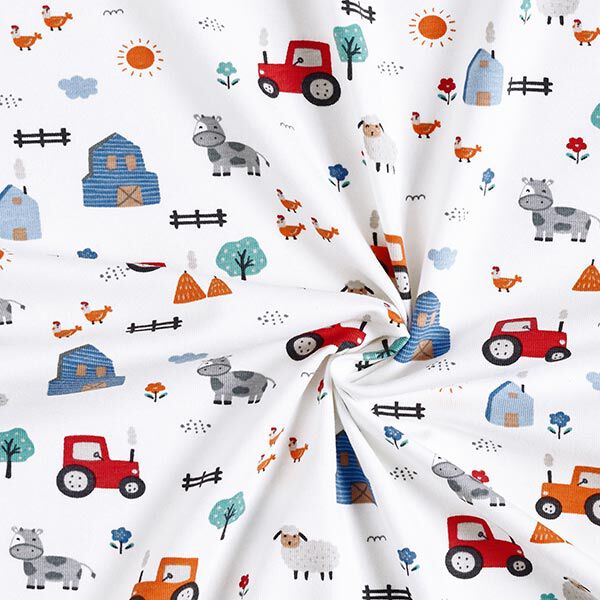 Cotton Jersey farmyard – white, image number 3