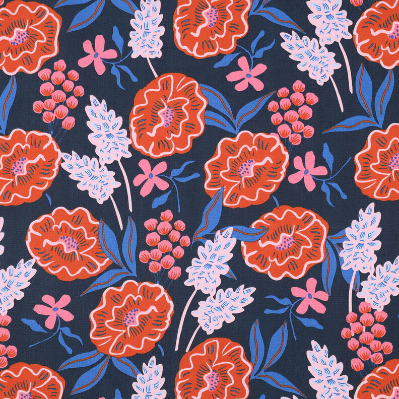 Cotton Poplin Fresh Flowers | Nerida Hansen – midnight blue,  image number 1