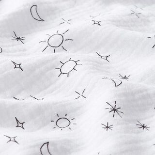 GOTS Double Gauze/Muslin Sun, Moon and Stars | Tula – white, 