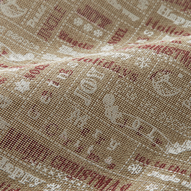 Decor Fabric Jute-Look Christmas Collage – dune/white,  image number 3