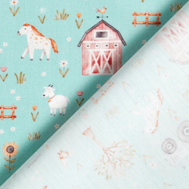 Cotton Poplin cute farm – eucalyptus/peach orange,  image number 4