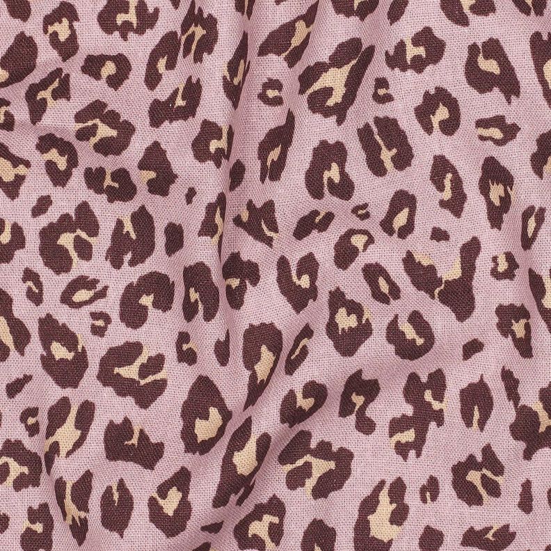 Viscose Linen Blend Leopard Print | Poppy Fabrics – light dusky pink/aubergine,  image number 2