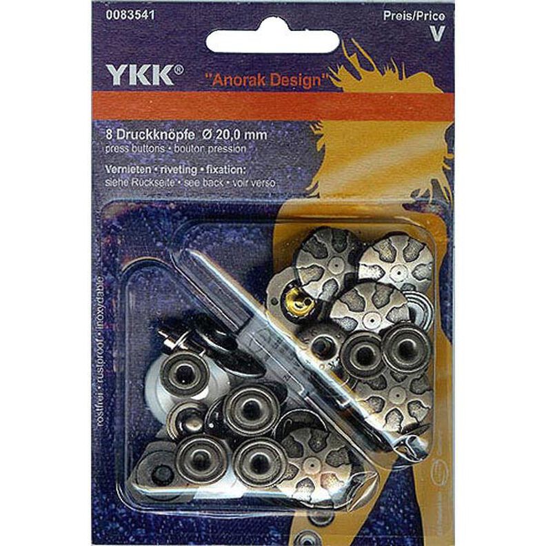 No-Sew Press Fasteners Anorak Design 3 – silver | YKK,  image number 1