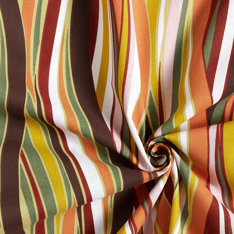 Cotton Cretonne wavy stripes &ndash; white/light orange,  image number 3