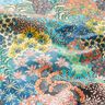 Coated Cotton sea of flowers – ocean blue/terracotta,  thumbnail number 3