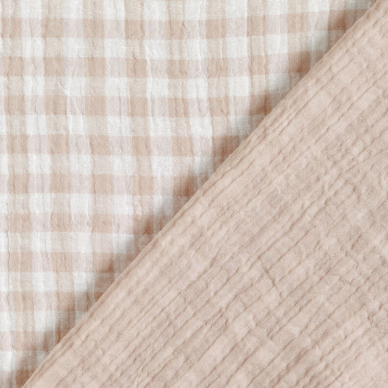 Double Gauze/Muslin Yarn dyed gingham – natural/white,  image number 1