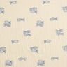 Double Gauze/Muslin embroidered fish | Poppy Fabrics – offwhite/royal blue,  thumbnail number 1