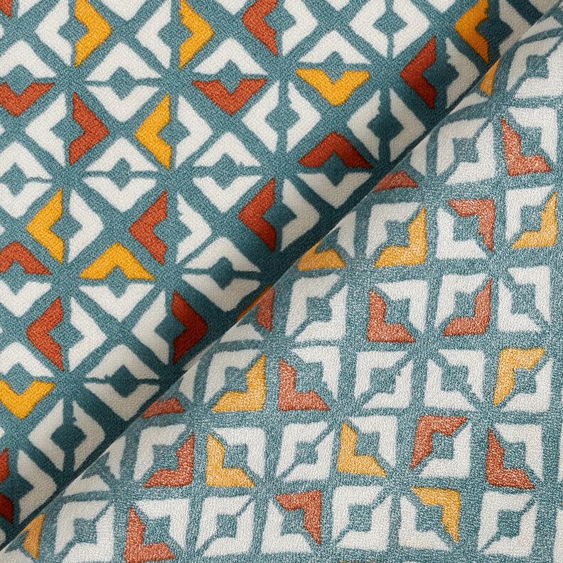 Retro diamonds viscose crepe – petrol/offwhite, image number 4