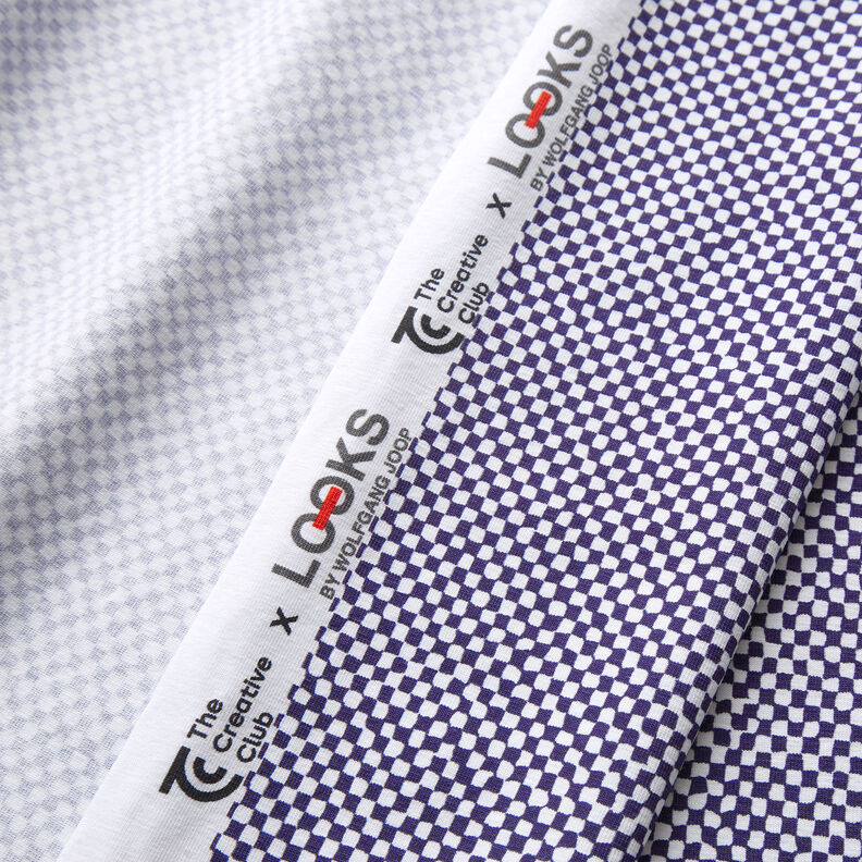 GOTS Cotton Jersey Mini Check | TCC x LOOKS by Wolfgang Joop – blue lilac/white,  image number 4