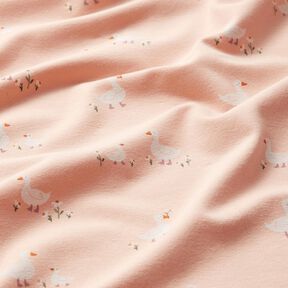 Cotton Jersey Geese and flowers – rosé, 