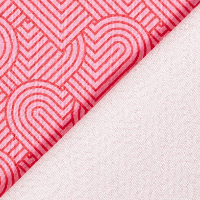 French Terry Overlapping Hearts – pink/fire red,  image number 4