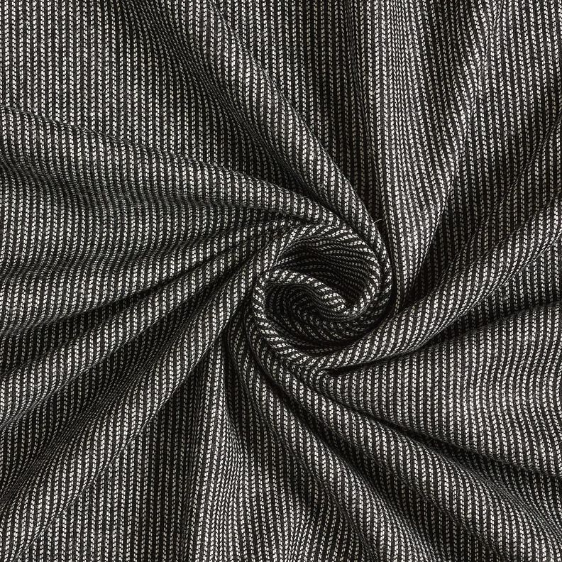 Trouser fabric wool blend melange stripes – black/white, image number 1