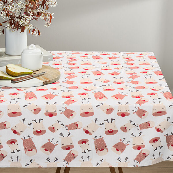 Decor Fabric Canvas Cute reindeer – white, image number 7