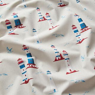 Cotton Cretonne lighthouses – natural, 