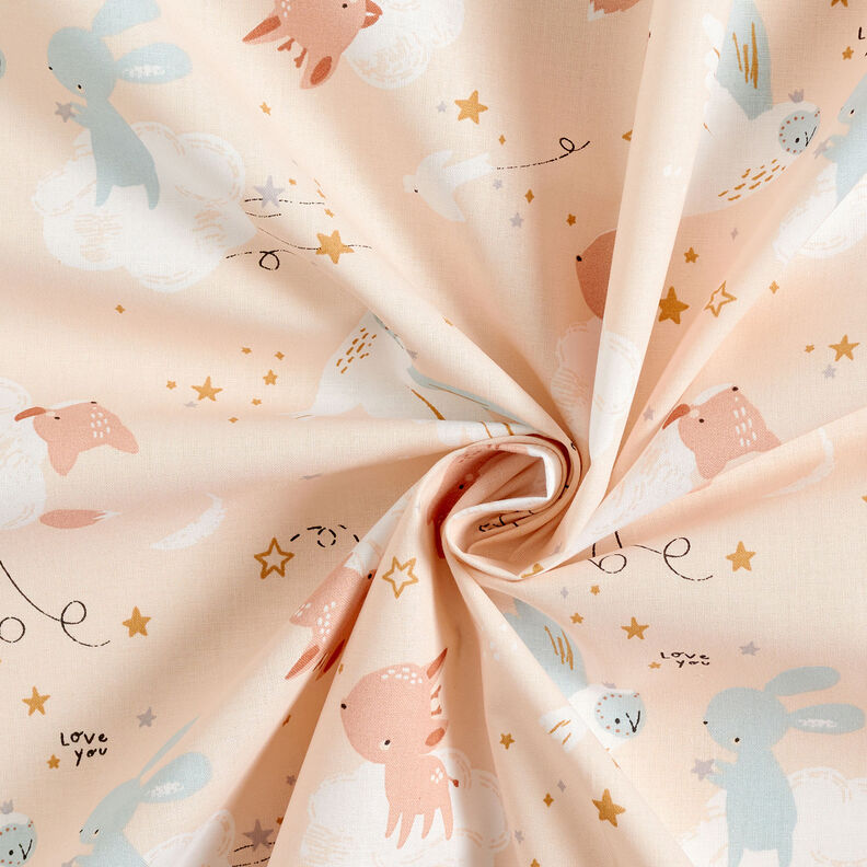 Cotton Poplin Animals in the Cloud World – light beige,  image number 4