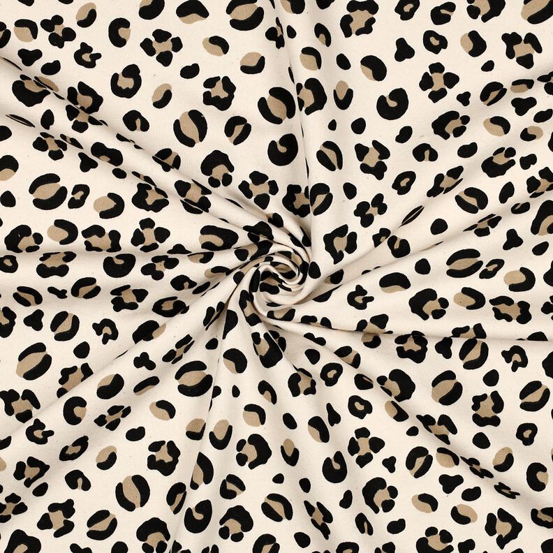 Brushed Sweatshirt Fabric Leopard Print | Poppy Fabrics – cream/anemone, image number 3