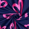 French Terry Jeans look neon hearts – midnight blue/neon pink,  thumbnail number 3