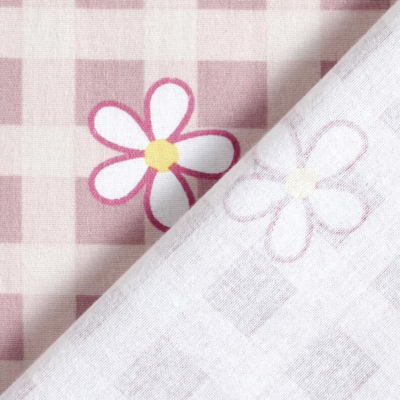 Cotton Jersey Checks and flowers &ndash; white/pink,  image number 4