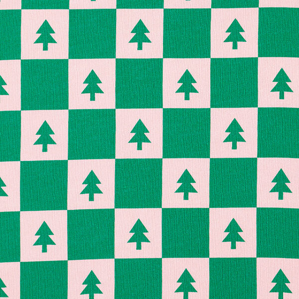 Fir Trees Soft Sweatshirt Fabric – juniper green/light pink,  image number 1