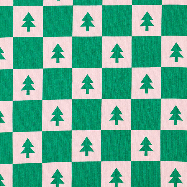 Fir Trees Soft Sweatshirt Fabric – juniper green/light pink, image number 1