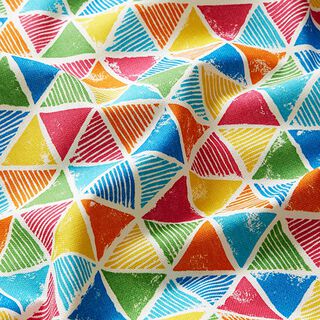 Decor Fabric Half Panama multicoloured triangles – white, 