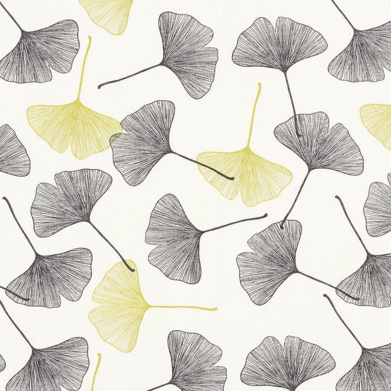 Cotton Jersey Gingko leaves – offwhite/lime green, image number 1