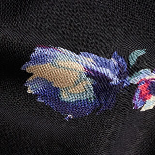 Flower painting viscose fabric – black, 