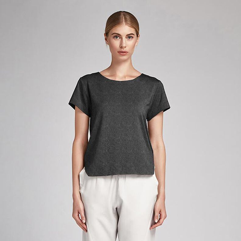 Denim-Look Cotton Chambray – black,  image number 4