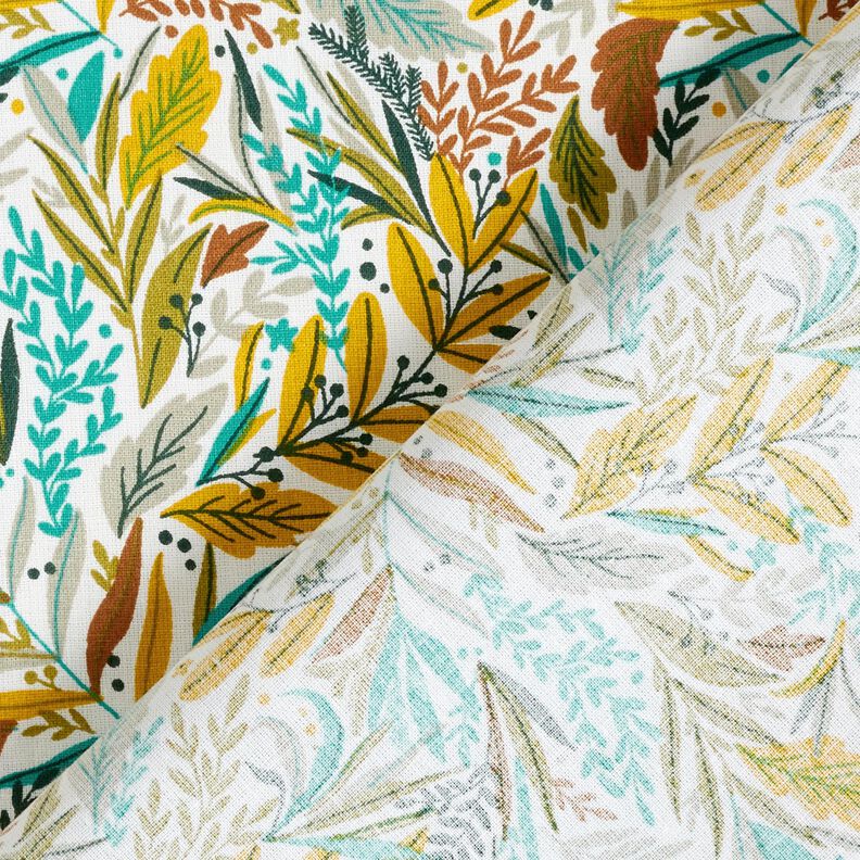 Cotton Cretonne fine leaves and branches – white/silk grey, image number 4