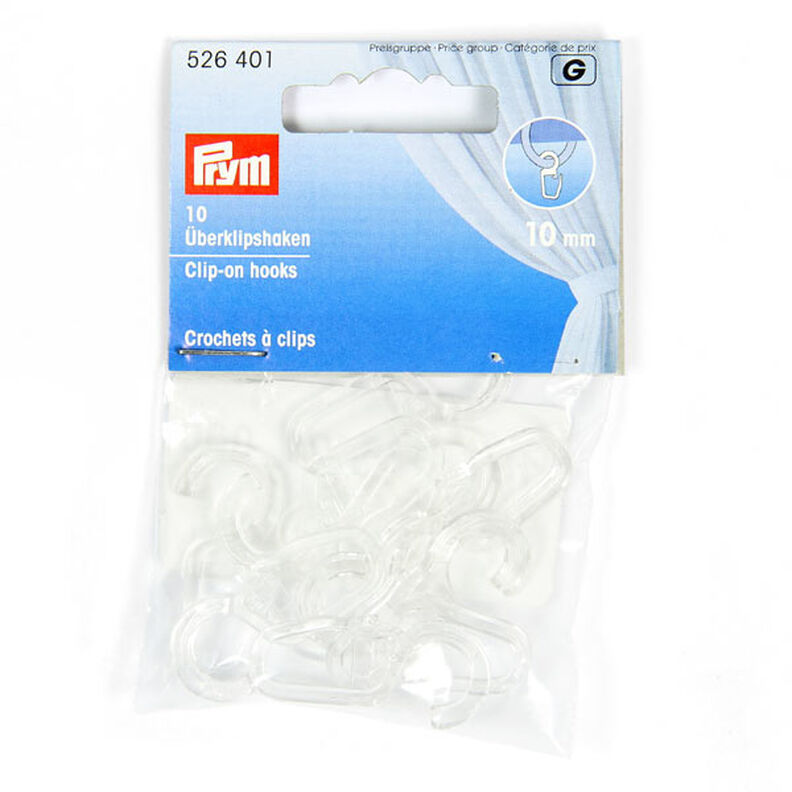 Clip-On Hooks [10mm] 10 pieces – transparent | Prym,  image number 1