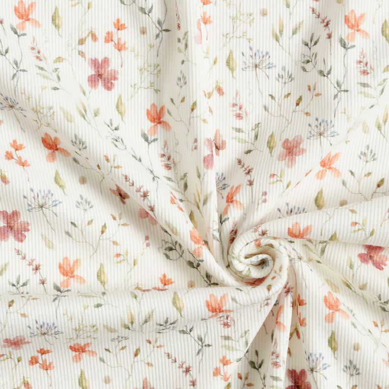 Ribbed Jersey colourful floral meadow Digital Print – white,  image number 3