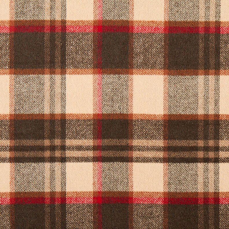 colourful checked coat fabric – cashew/black brown,  image number 1