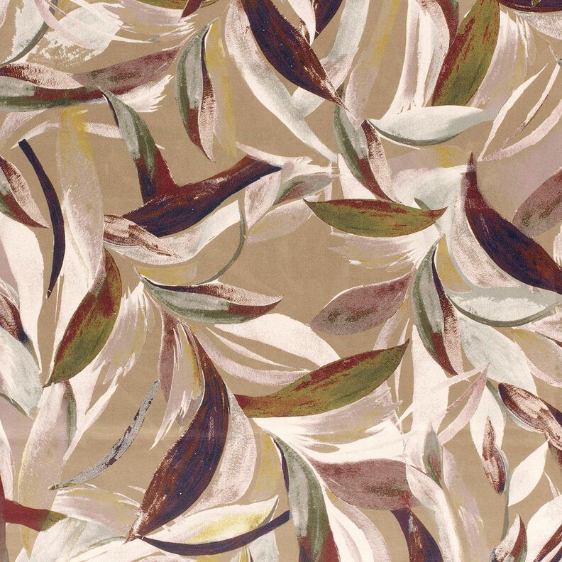 Stretch velour leaf weave – mocca/burgundy,  image number 1