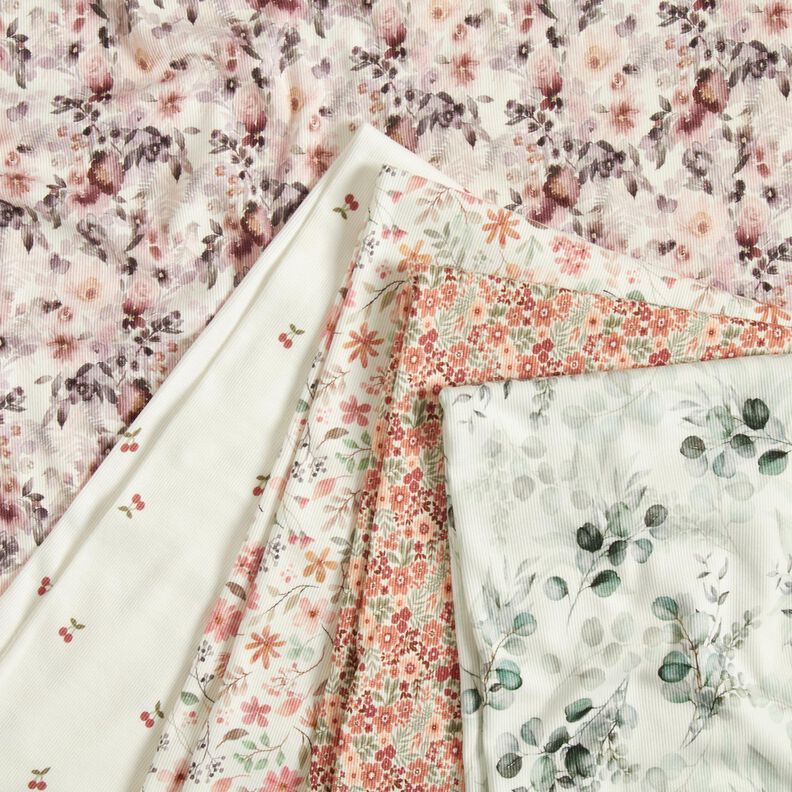Ribbed Jersey sweet flower meadow Digital Print – offwhite,  image number 5