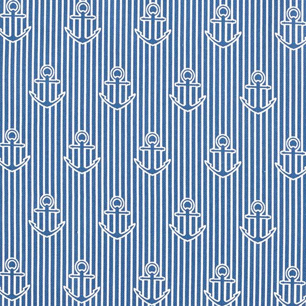 Decor Fabric Half Panama anchor – ocean blue/white,  image number 1