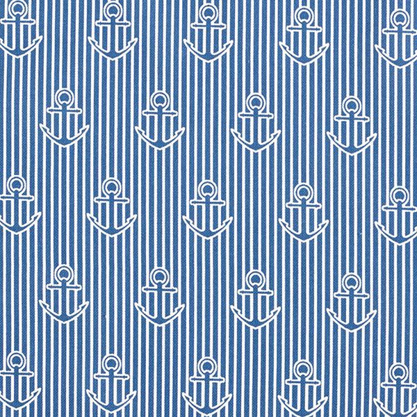 Decor Fabric Half Panama anchor – ocean blue/white, image number 1