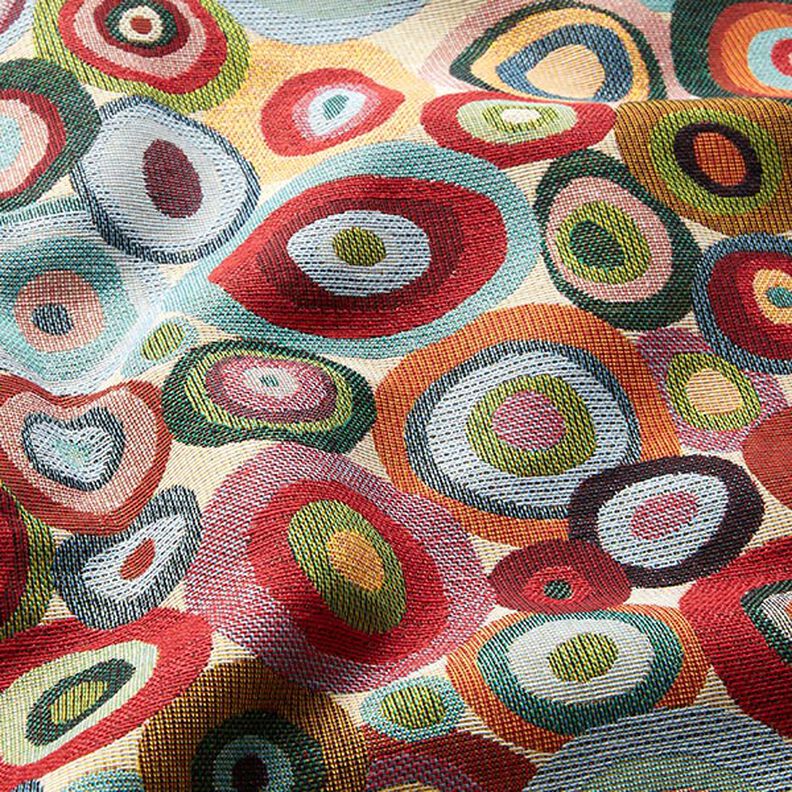 Decor Fabric Tapestry Fabric Colourful Circles – light beige/carmine,  image number 2