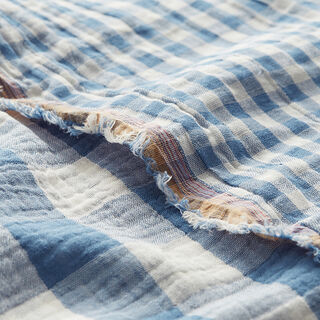 Double Gauze/Muslin large and small check pattern Doubleface – offwhite/denim blue, 