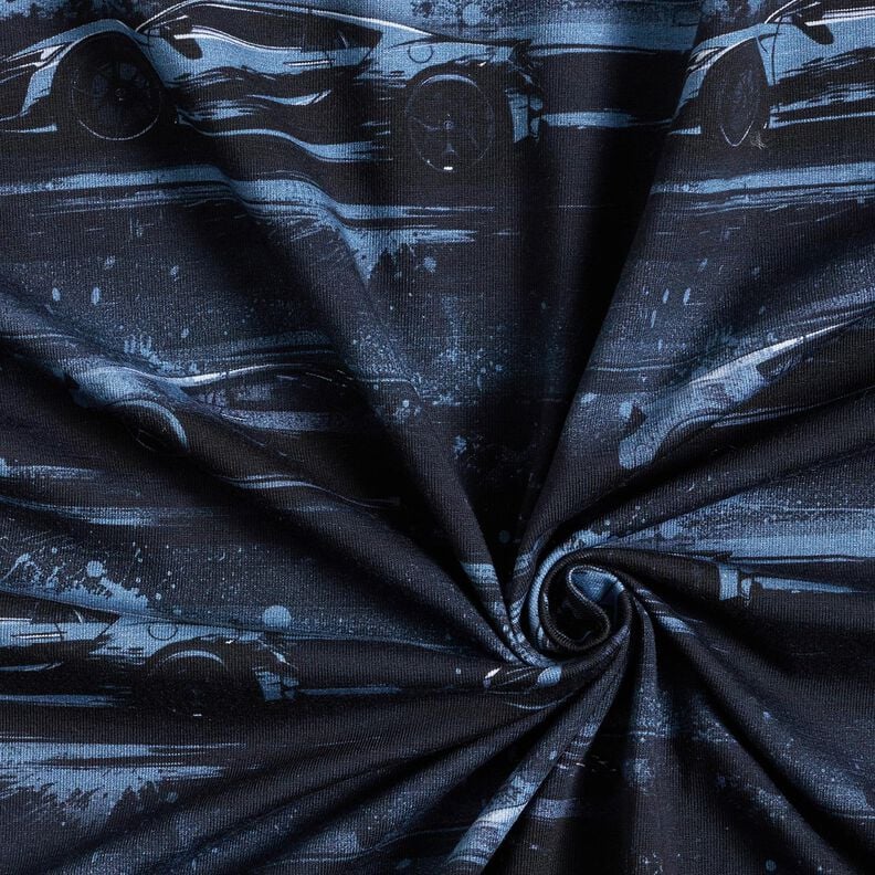 Cotton Jersey racing car Digital Print – blue-black,  image number 3