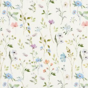 Ribbed Jersey Watercolour Floral Meadow – ivory, 